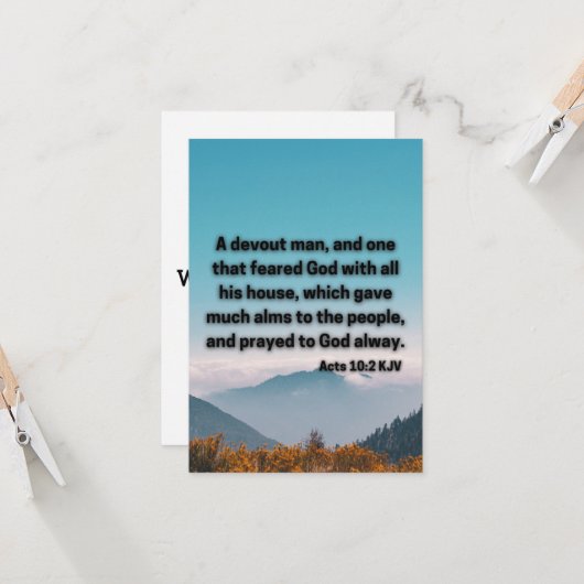 Carte Actes 10:2 KJV Bible Scripture Pic Greeting Card (Devant/Arrière en situation)