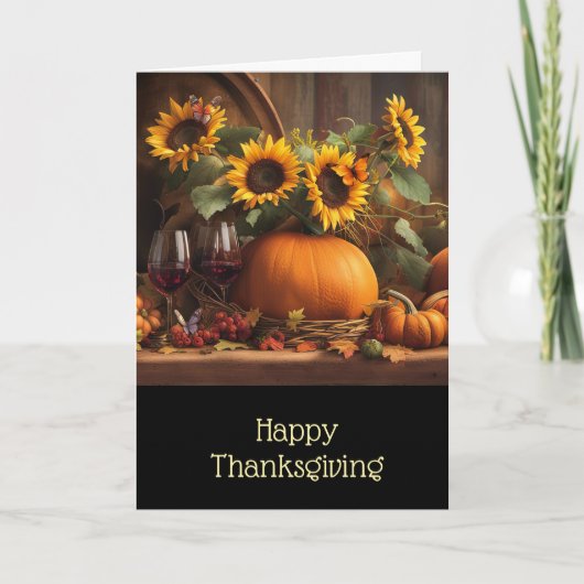 Carte Action de grâce avec des tournesols citrouilles vi (Devant)