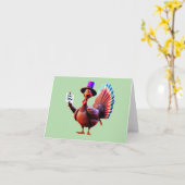 Carte Action de grâce "Manger une vache" Dinde (Fleur jaune)