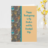Carte Action de grâce pour Frère & Femme Tan & Brown (Fleur jaune)