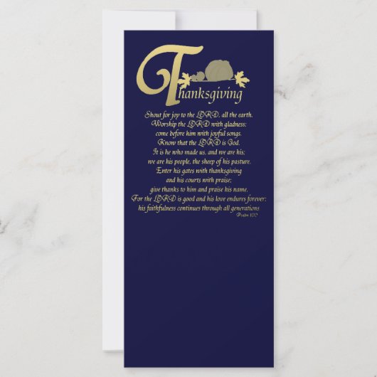 Carte Action de grâce - Psaume 100 (Devant)