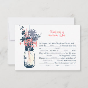 Carte AD LIB RSVP Fleurs sauvages et Mason Jar