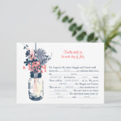 Carte AD LIB RSVP Fleurs sauvages & Mason Jar (Debout devant)