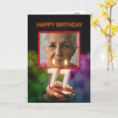Carte Add a picture, 77th Birthday card with Candles (Fleur jaune)
