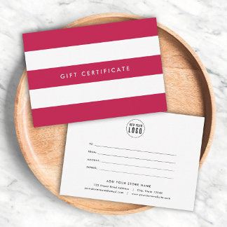 Carte Add Logo Stripes & Custom Color Gift Certificate