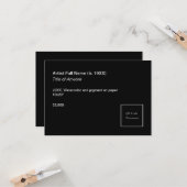 Carte Add QR Code Artwork Exhibition Label Template (Devant/Arrière en situation)