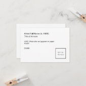 Carte Add QR Code Artwork Exhibition Label Template (Devant/Arrière en situation)