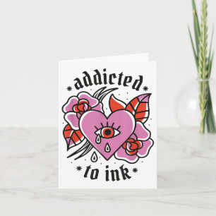 Carte Addicité À L'Encre Coeur Brisé Valentines Jour Tat