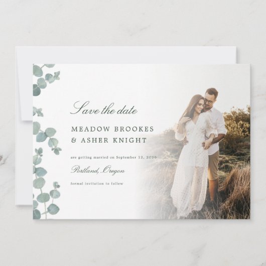 Carte Adelaide Eucalyptus Mariage Enregistrer la date (Devant)