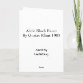 Carte Adele Bloch Bauer par Gustav Klimt (Dos)