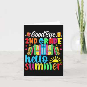 Carte Adieu 2e année Bonjour été Dernier jour de l'école