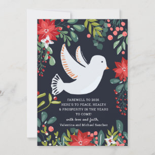 Carte Adieu à 2020 White Dove Floral Christmas Card
