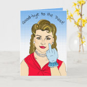 Carte Adieu à l'ancienne dame rétro Flippin l'oiseau (Fleur jaune)