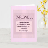 Carte Adieu/Bye pour les filles roses (Fleur jaune)