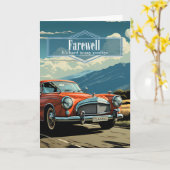 Carte Adieu et adieu classique voiture style rétro (Fleur jaune)