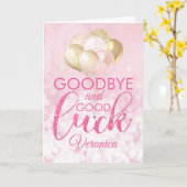 Carte Adieu rose glamour et bonne chance (Fleur jaune)