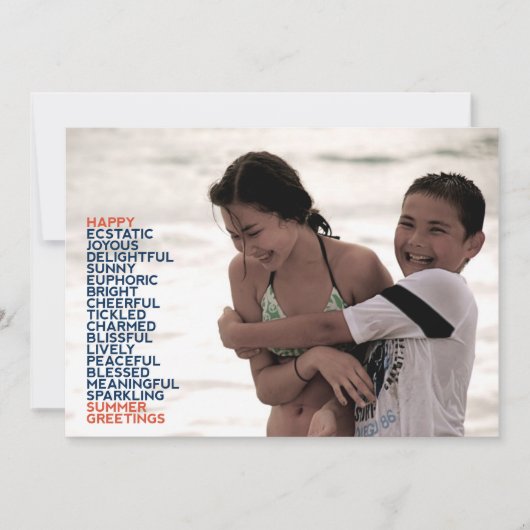 Carte Adjectifs de voeux d'été plat (Devant)