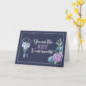 Carte Admin Pro Jour clé de succès Marine avec fleurs (Fleur jaune)