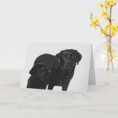 Carte Admiration dans l'oeil des chiots - Black Labrador (Fleur jaune)