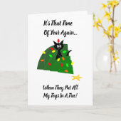 Carte Adoptez : Arbre de Noël de chat : Époque ! (Fleur jaune)