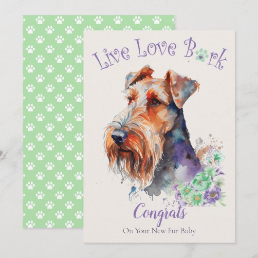 Carte Adoption de chien Airedale, journée Gotcha (Devant / Derrière)