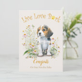 Carte Adoption de chien Beagle, Jour J (Debout devant)