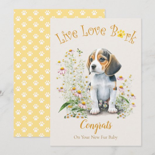Carte Adoption de chien Beagle, Jour J (Devant / Derrière)