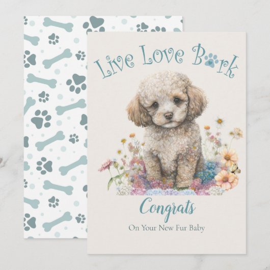 Carte Adoption de chien caniche, Jour de Gotcha (Devant / Derrière)