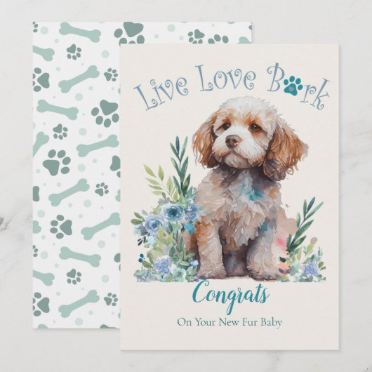 Carte Adoption de chien Cockapoo, Jour J'ai Craqué (Devant / Derrière)