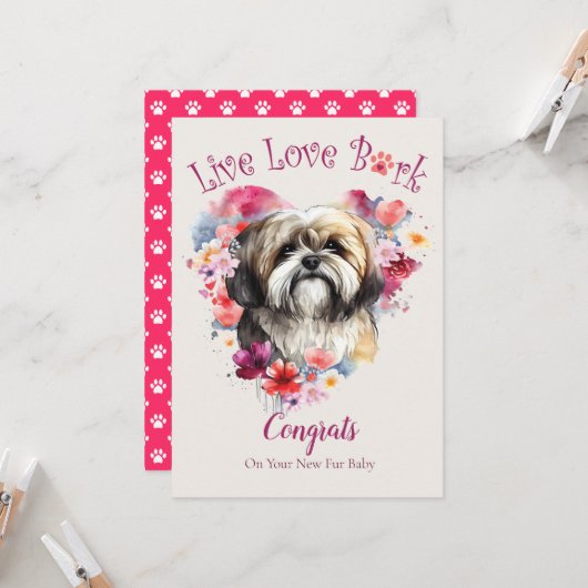 Carte Adoption de chien Lhasa Apso, Jour J (Devant/Arrière en situation)