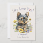 Carte Adoption de chien Yorkie, Jour J'ai été adopté (Devant)