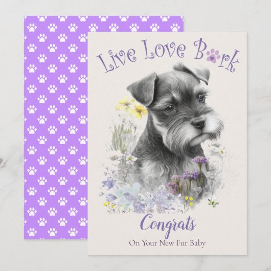 Carte Adoption de Schnauzer, Jour J'ai Craqué (Devant / Derrière)