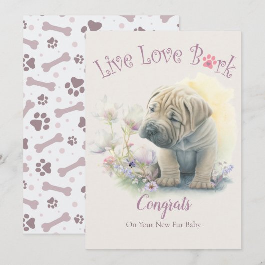 Carte Adoption de Shar-Pei, Jour J (Devant / Derrière)