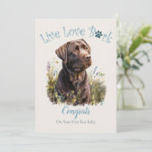 Carte Adoption du chien du laboratoire de chocolat, jour (Debout devant)