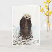 Carte adorable animal de loutre moelleuse mignonne (Fleur jaune)