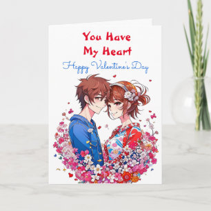 Carte Adorable Anime personnalisée Saint Valentin