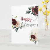 Carte Adorable Aquarelle Bourgogne Fleurs Anniversaire (Fleur jaune)