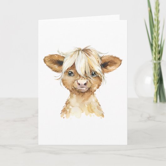 Carte Adorable aquarelle Calf Toutes les occasions (Devant)