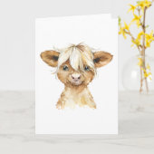 Carte Adorable aquarelle Calf Toutes les occasions (Fleur jaune)