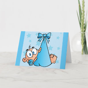 Carte Adorable Baby Boy avec Pacifier dans une fronde