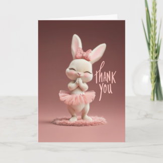 Carte Adorable Baby Bunny in Pink Tutu Thank You