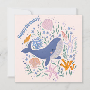 Carte Adorable baleine et vie marine
