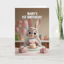 Adorable bébé lapin en rose célébrant son 1er anni