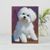 Carte Adorable Bichon Havanais Chiot Aquarelle (Debout devant)