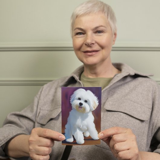 Carte Adorable Bichon Havanais Chiot Aquarelle