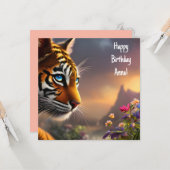Carte Adorable Blue Eyed Tiger Cub Anniversaire (Devant/Arrière en situation)