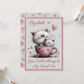 Carte Adorable Cats Valentines Day Greeting Card (Devant/Arrière en situation)