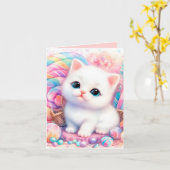 Carte adorable chat bébé bonbon ajouter un message n'imp (Fleur jaune)