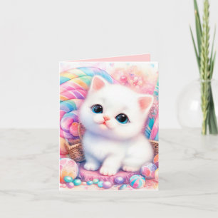 Carte adorable chat bébé bonbon ajouter un message n'imp