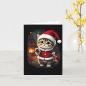 Carte Adorable Chat de Noël Santa Claus Beau Kit de Noël (Fleur jaune)